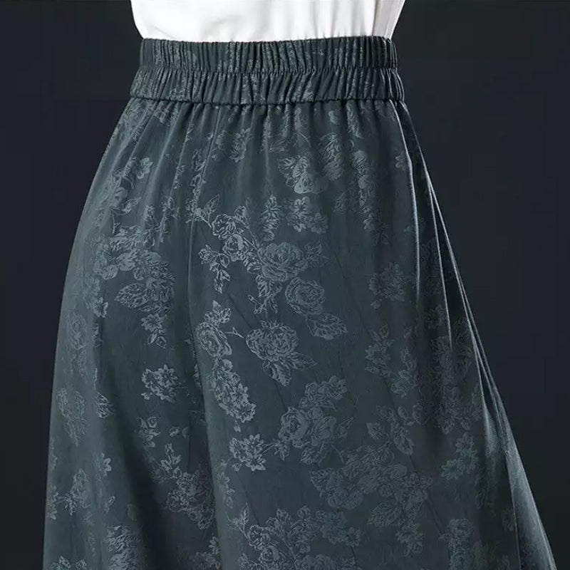 High waist ice silk wide-leg pants for women, elegant and cool, a versatile summer fashion choice