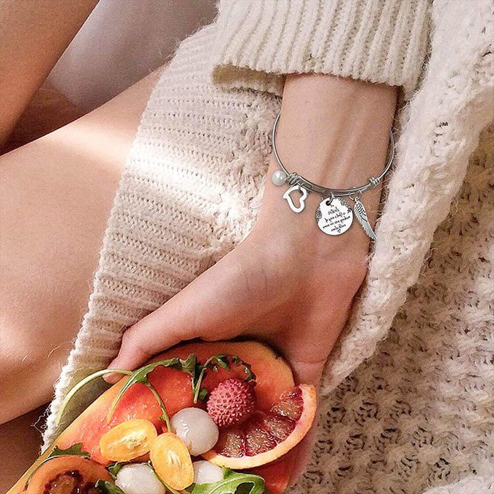 Gift box presenting an inspirational stainless steel sister bangle for women