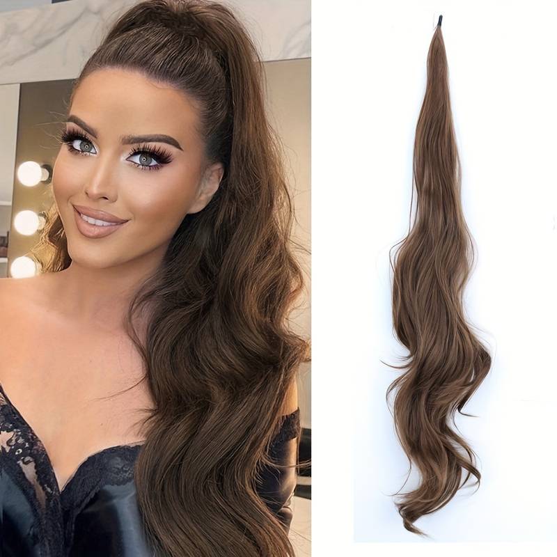 Instant volume wavy ponytail hair extension for women, ideal for quick, effortless styling and a fuller look.