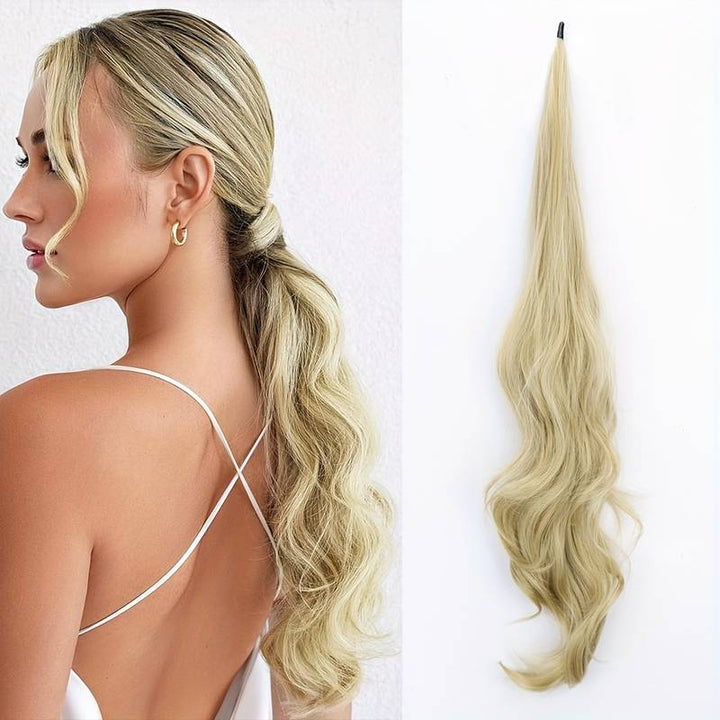 Easy application wavy wrap ponytail extension for instant volume & quick women's hair styling.
