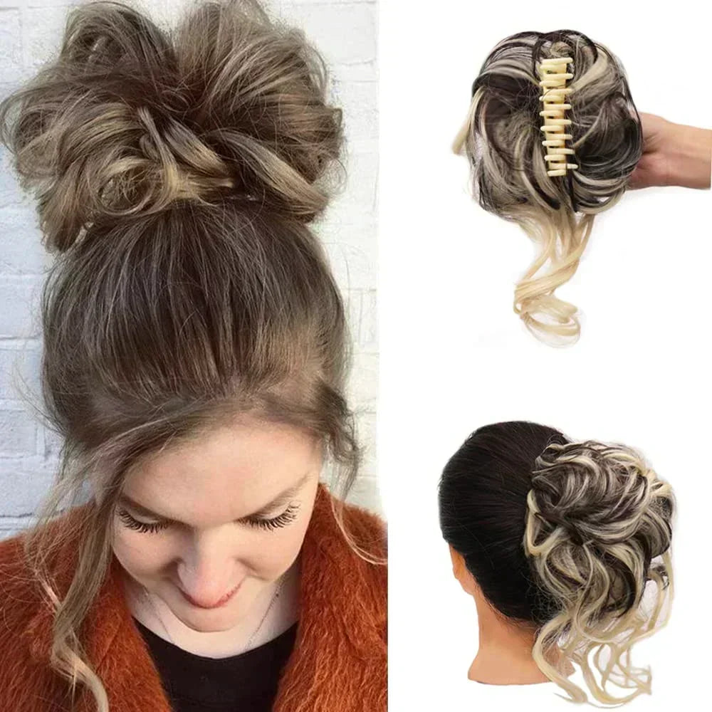Hair accessory: Volumizing curly messy bun hair clip for women's quick & easy updo style.