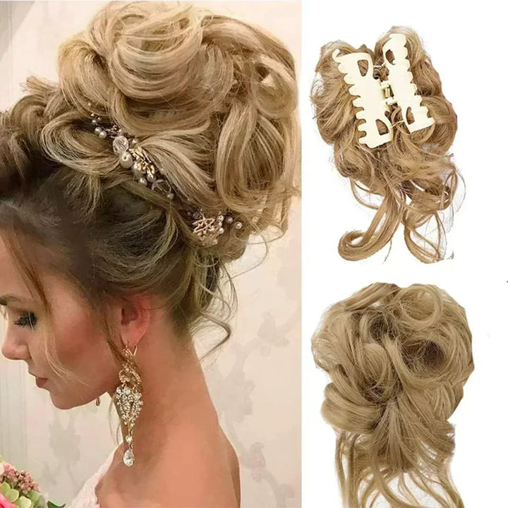 Volumizing curly messy bun hair clip, perfect women's hair accessory for a quick, stylish updo.