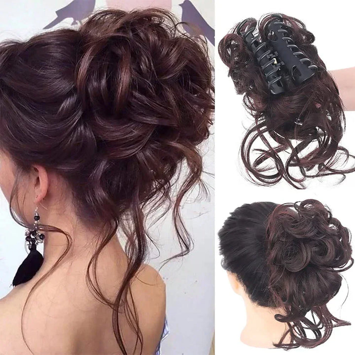 Chic curly messy bun hair accessory, adds instant volume and creates a perfect updo style.