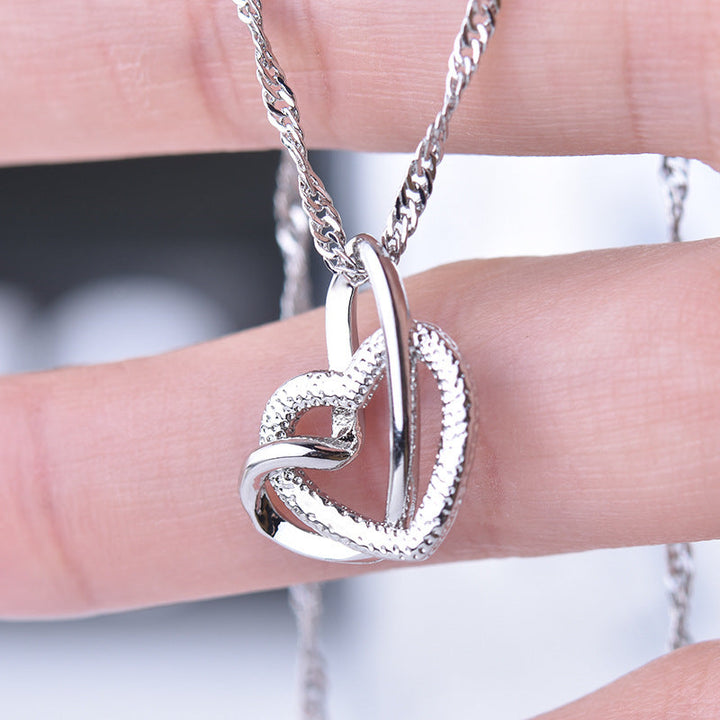 Elegant women's necklace featuring a double heart motif for grandma and granddaughter.