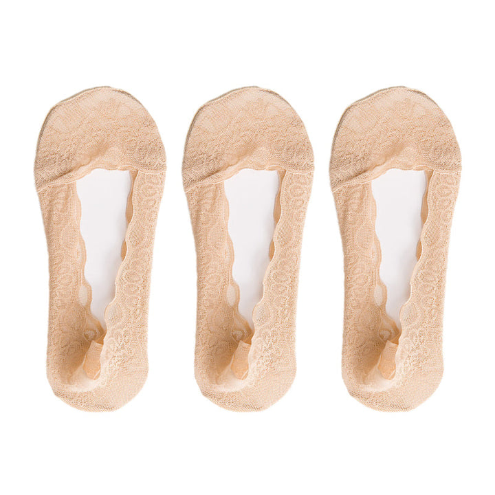 Non-slip lace liner socks for women, invisible under shoes, perfect for everyday fashion.