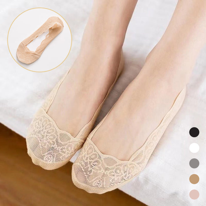 No show lace liner socks for women, breathable and non-slip, perfect for summer footwear.