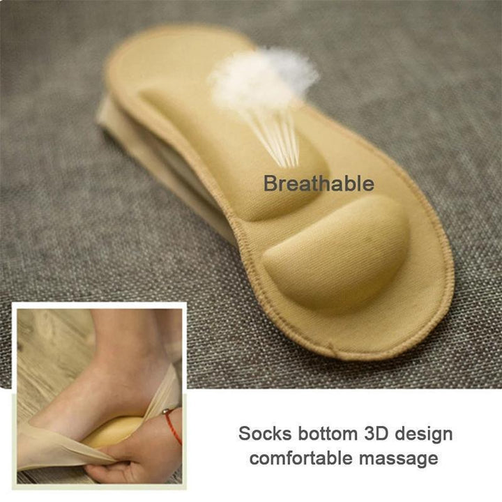 Women's invisible padded sock, 3D foot massage dots, ideal for ballet flats & high heels, breathable cotton
