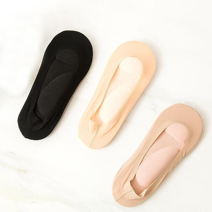 Pair of women's 3D foot massage socks, invisible design in nude, perfect for high heels and comfortable wear