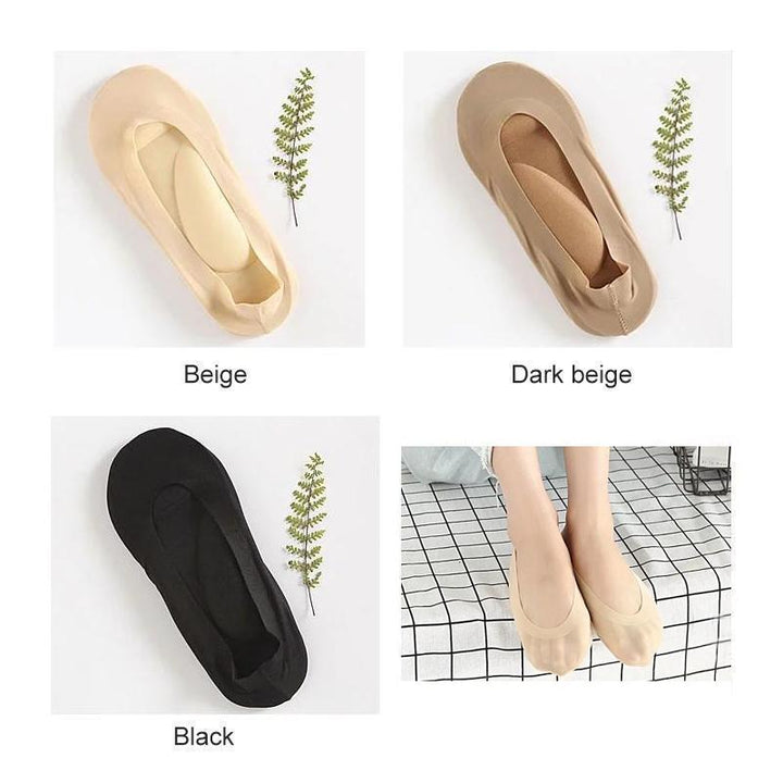 Invisible cotton padded sock for women with 3D foot massage nubs, designed for all-day high heel comfort