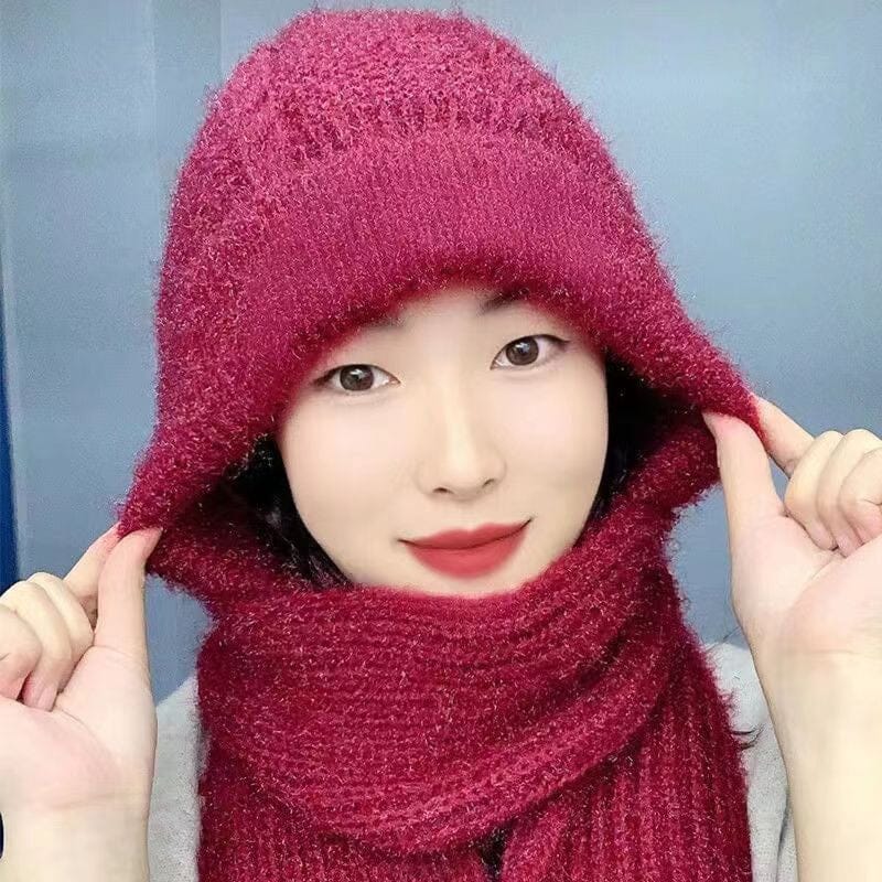 Textured knit beanie hat for women, designed for warmth and comfort during winter activities
