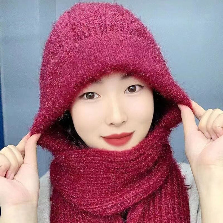 Textured knit beanie hat for women, designed for warmth and comfort during winter activities