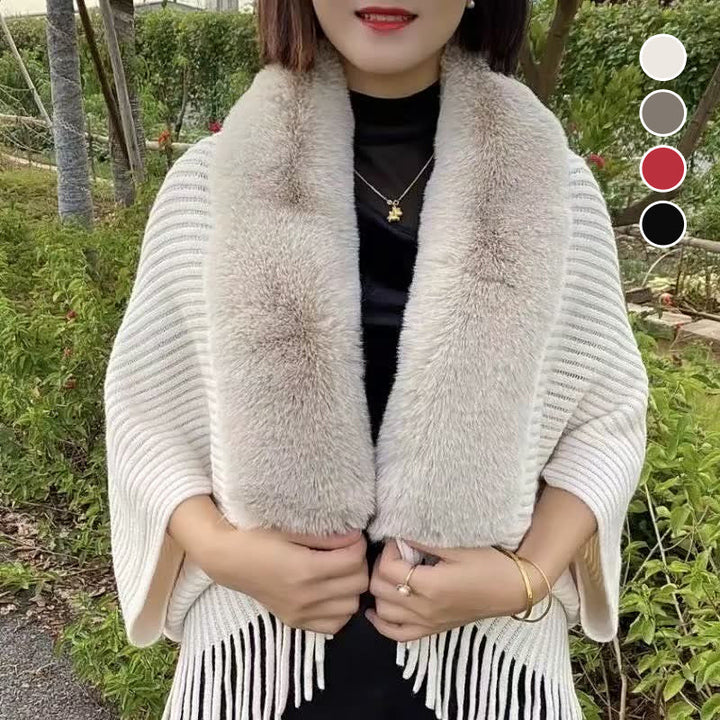 Women's knitted loose thickened shawl, cozy winter fashion accessory for elegant warmth.