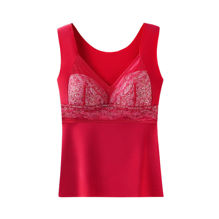 Elegant women's thermal underwear, lace accents, built-in bra for comfort