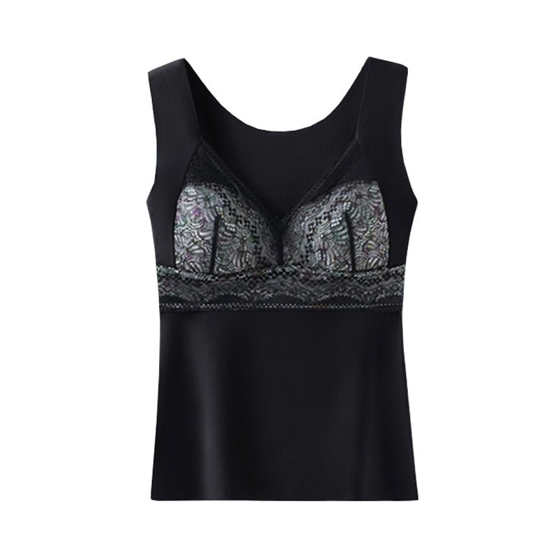 Breathable women's thermal underwear, lace details, built-in bra, winter essential
