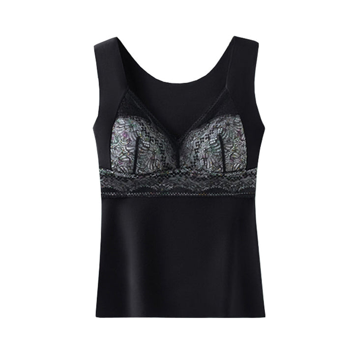 Breathable women's thermal underwear, lace details, built-in bra, winter essential