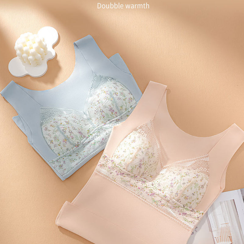 Women's thermal camisole in nude, elegant lace design, built-in bra for warmth