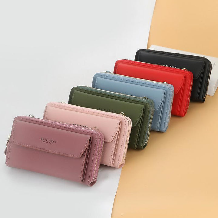 Women's large capacity PU leather crossbody phone bag, versatile travel accessory with wallet features