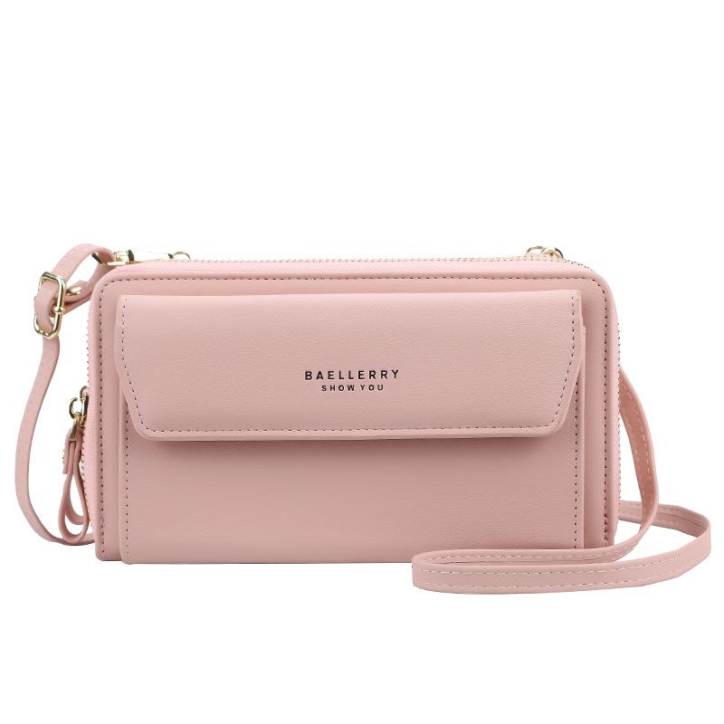 Women's large capacity phone bag with a smartphone inside, showing its practical design