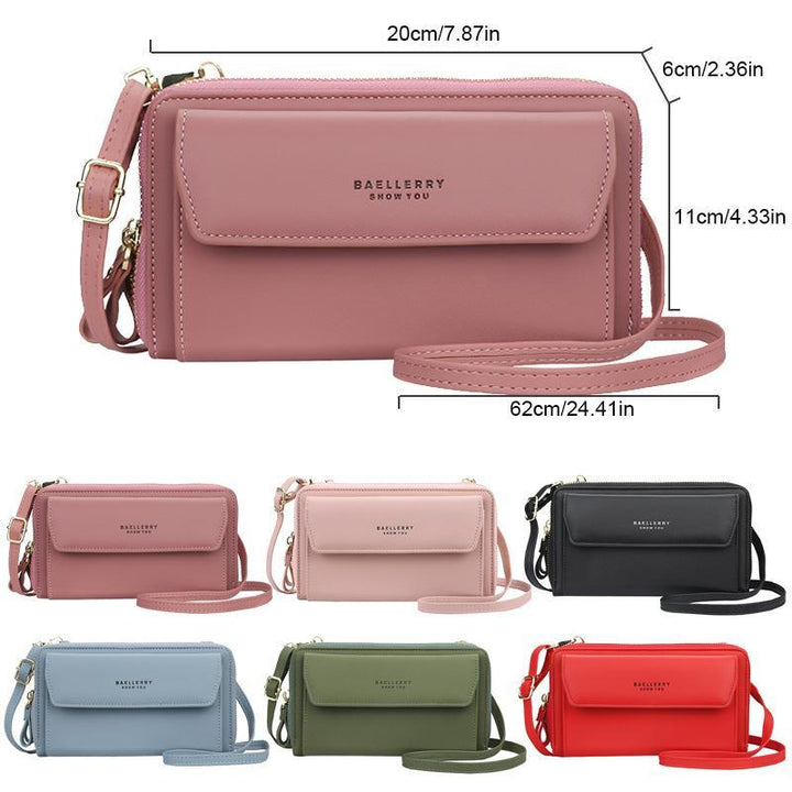 Back view of a versatile women's crossbody bag, highlighting its large capacity design