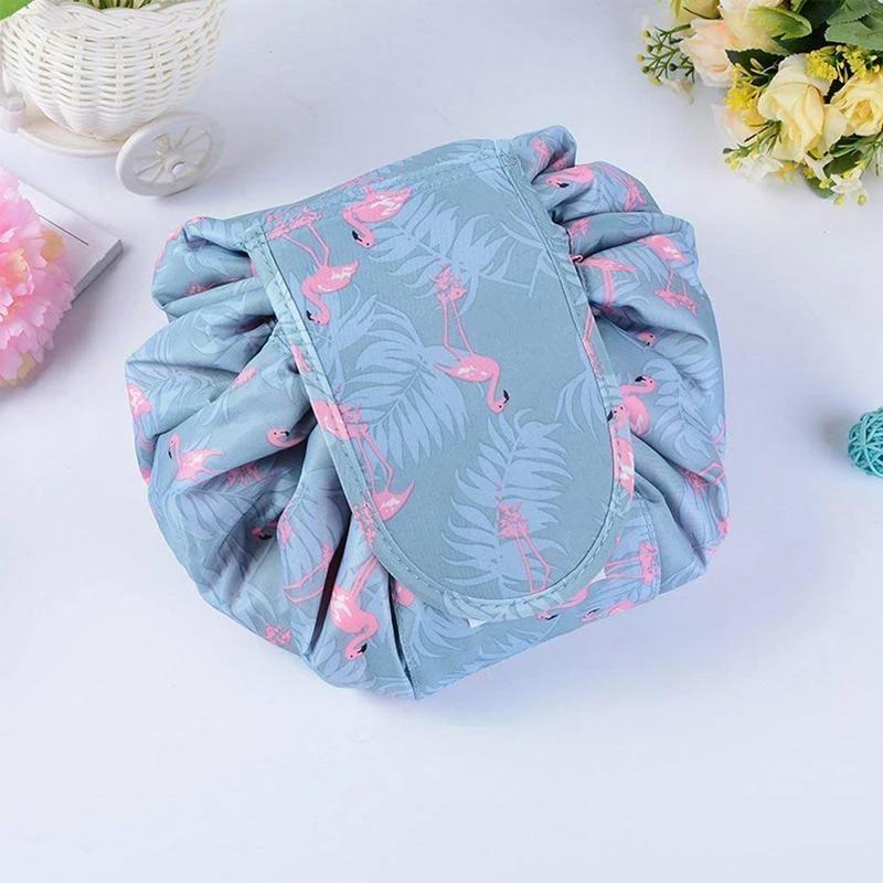 Compact and portable women's drawstring cosmetic pouch, perfect for organizing beauty essentials at home or on the go.
