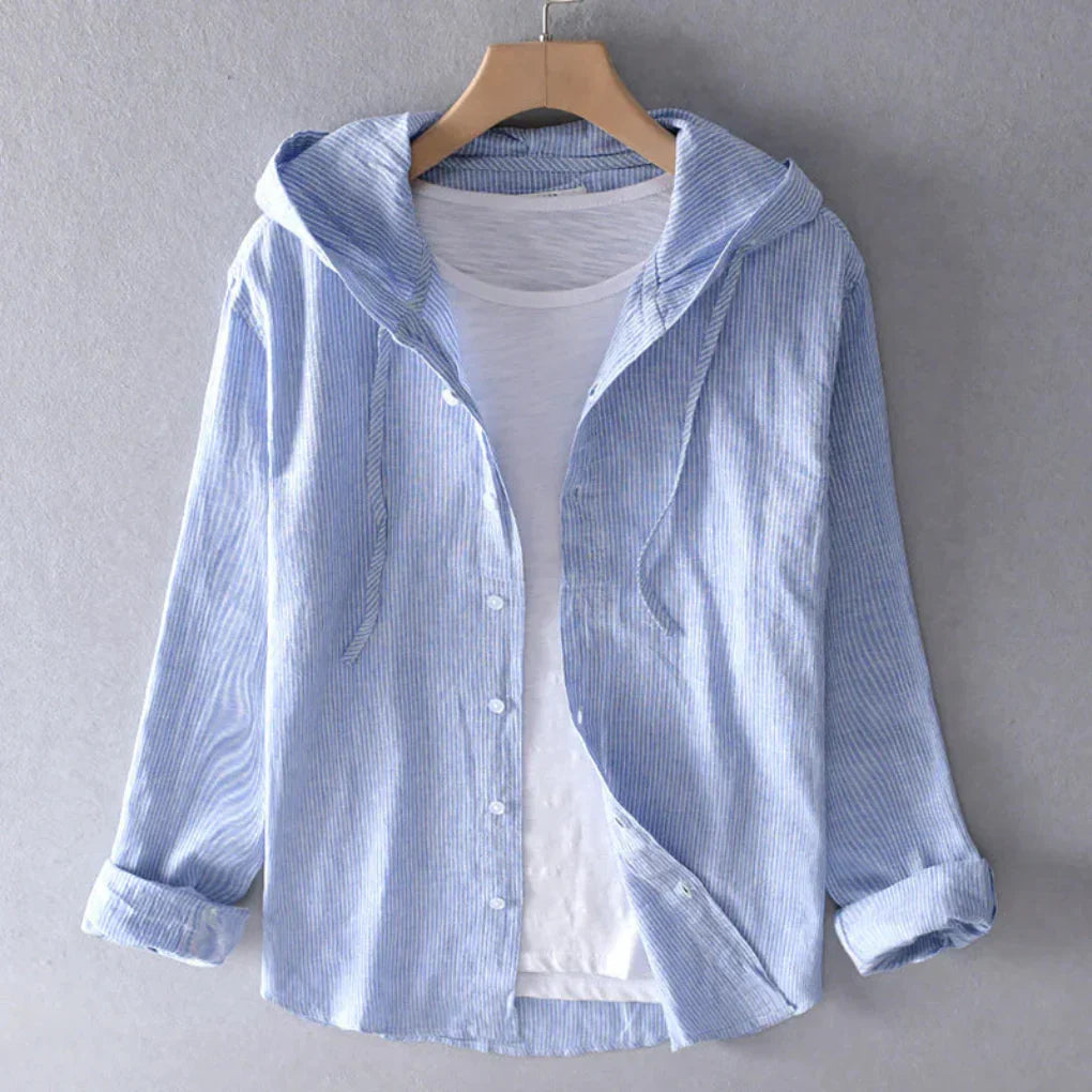 Women's lightweight button-down blouse with short sleeves, perfect for effortless summer and spring casual wear.
