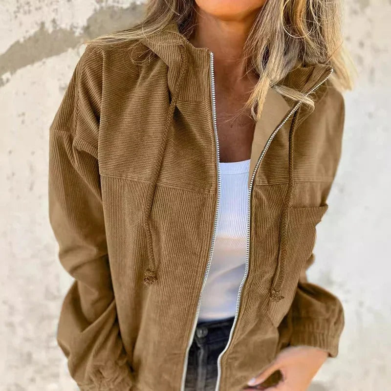 Everyday women's long sleeve hooded zip jacket. Lightweight outerwear for spring, fall & casual occasions.