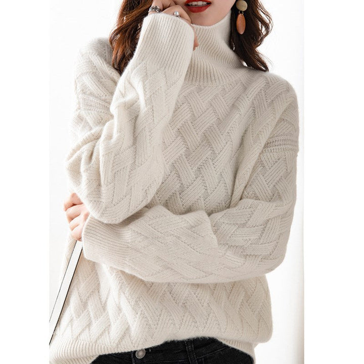Lightweight heather gray women's turtleneck sweater, a versatile long-sleeve knit for spring apparel.