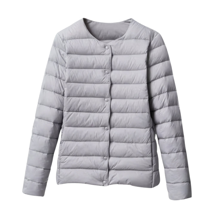 Back view of a women's quilted jacket, showcasing the fit and casual style for spring outerwear.