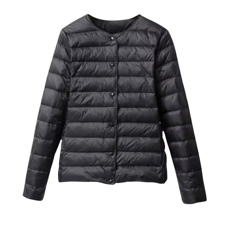 Women's spring outerwear: a comfortable and fashionable lightweight puffer jacket in a neutral shade.