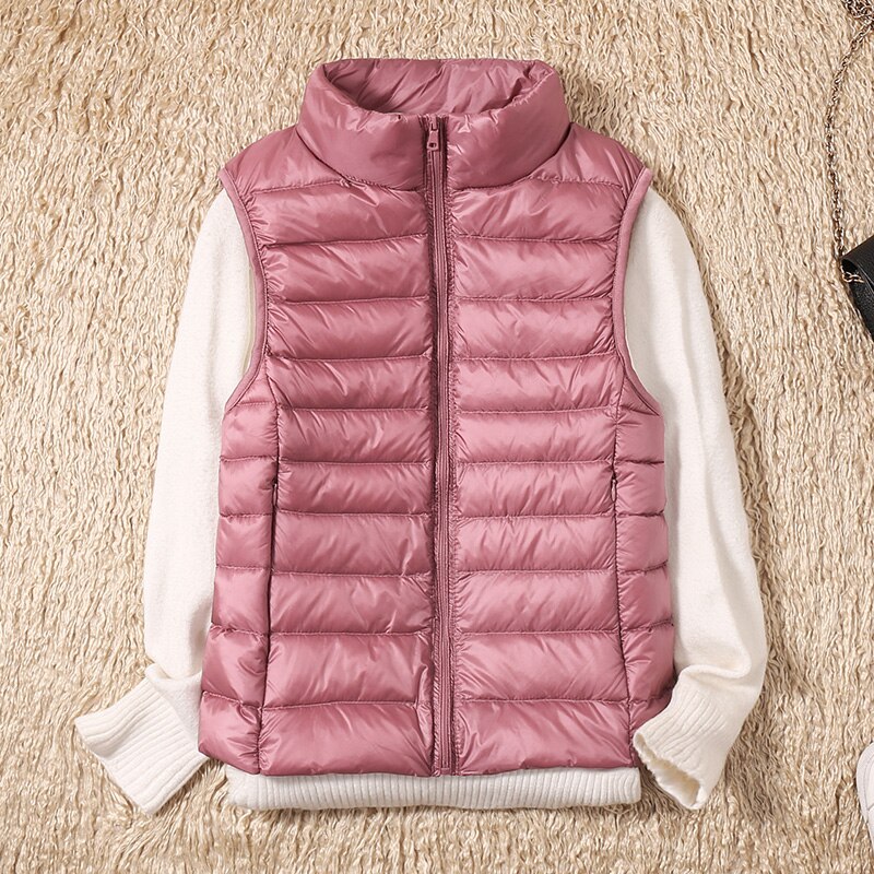 Sleek women's quilted vest, perfect for adding a stylish touch to any casual outfit.
