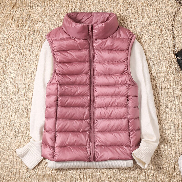 Sleek women's quilted vest, perfect for adding a stylish touch to any casual outfit.