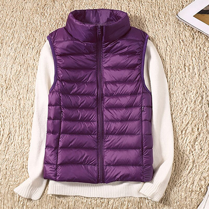Travel-friendly lightweight quilted vest for women, a must-have for easy layering.