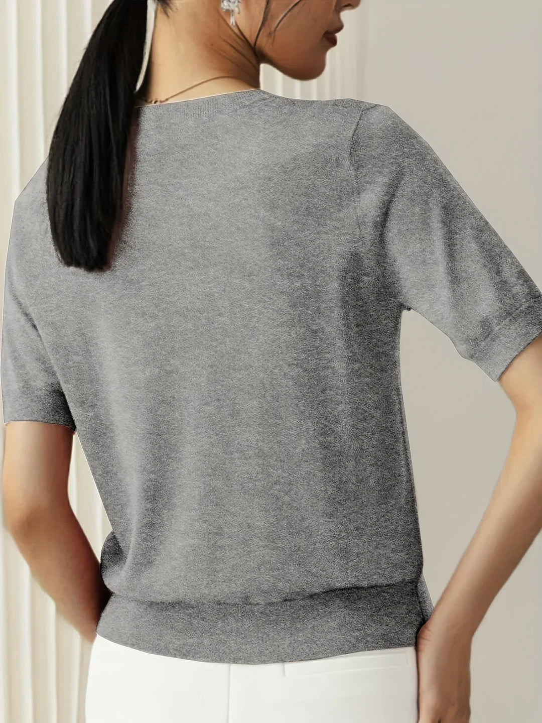 Casual loose fit short sleeve pullover, a versatile women's top for spring & summer.