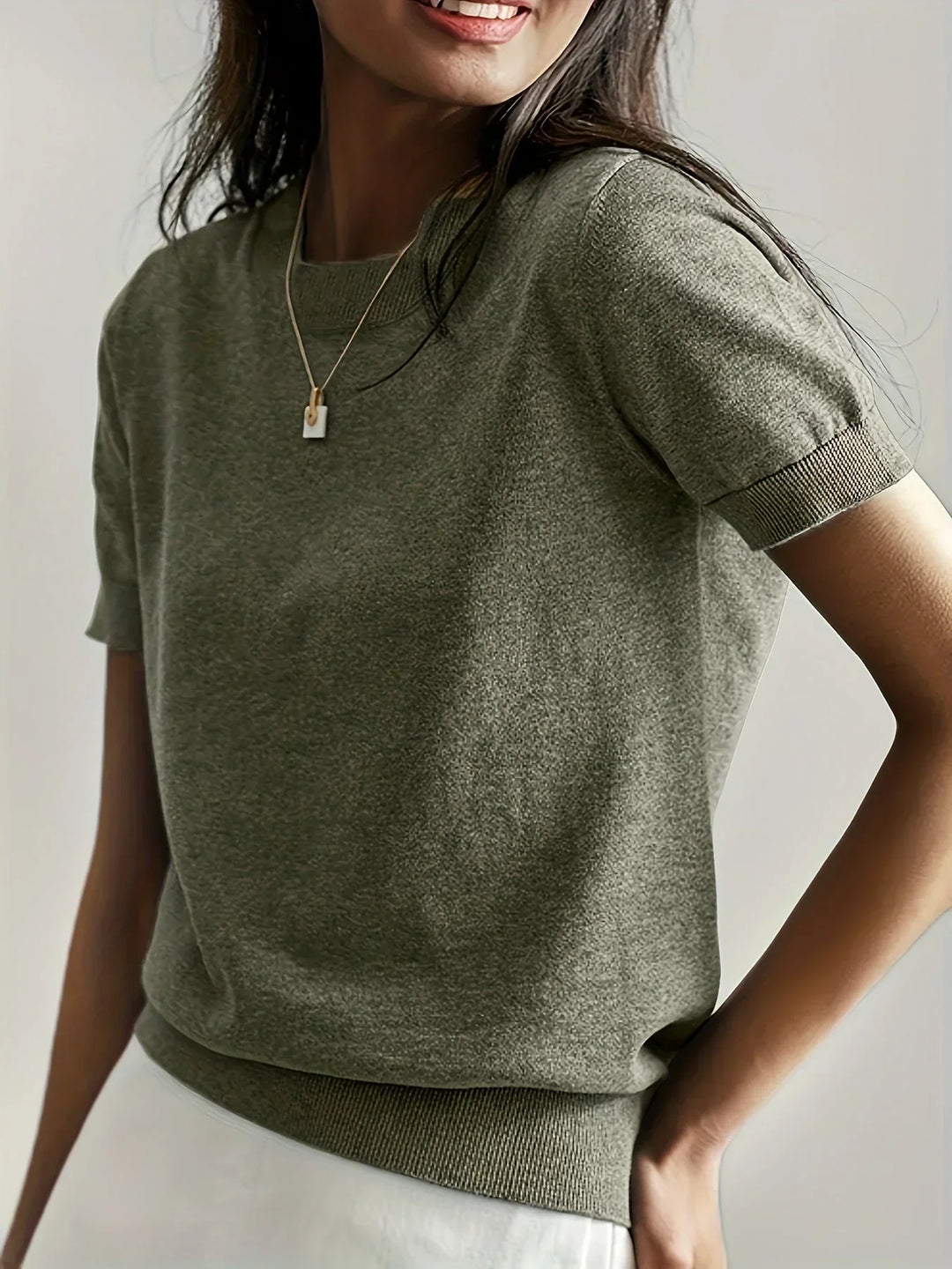 Everyday wear women's short sleeve sweater, lightweight and comfortable for spring & summer.