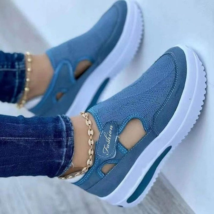 Women's lightweight slip-on comfort sneakers with breathable mesh for daily walking and casual wear.