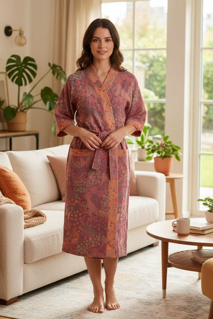 Women's lightweight spa bathrobe, soft & breathable for ultimate comfort and relaxation at home.