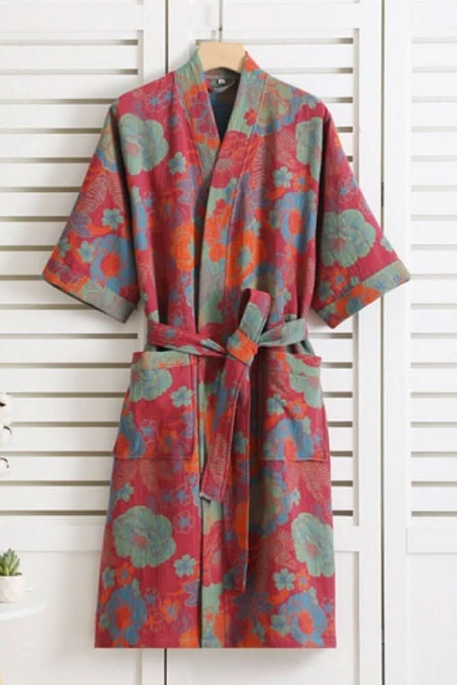 Women's soft lightweight spa robe, ideal for breathable comfort and relaxation as home or lounge wear.