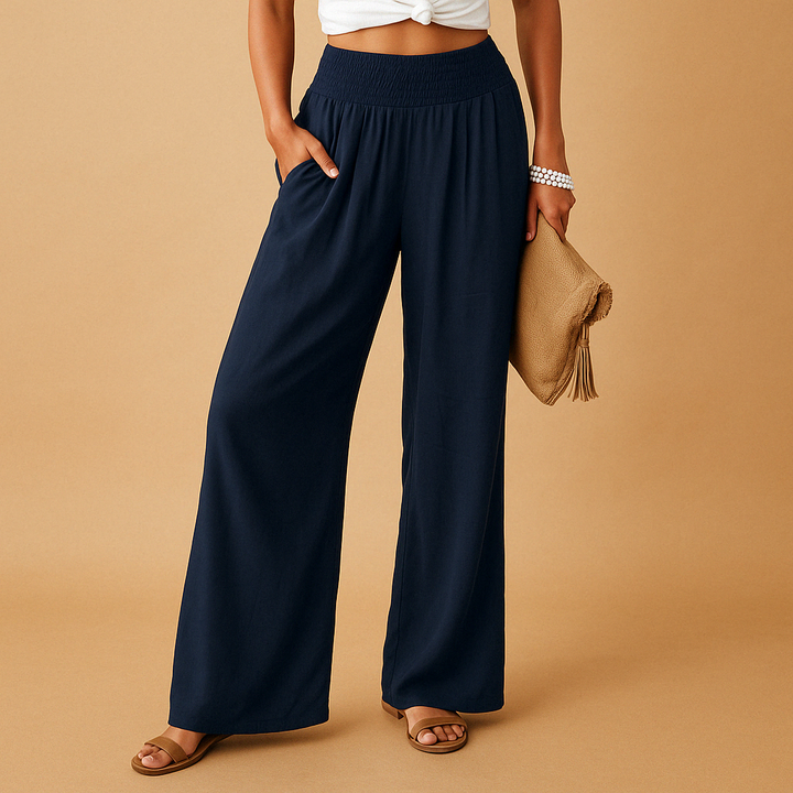 Everyday women's lightweight summer trousers. Loose fit, elastic waist, and breathable design for ultimate casual comfort.