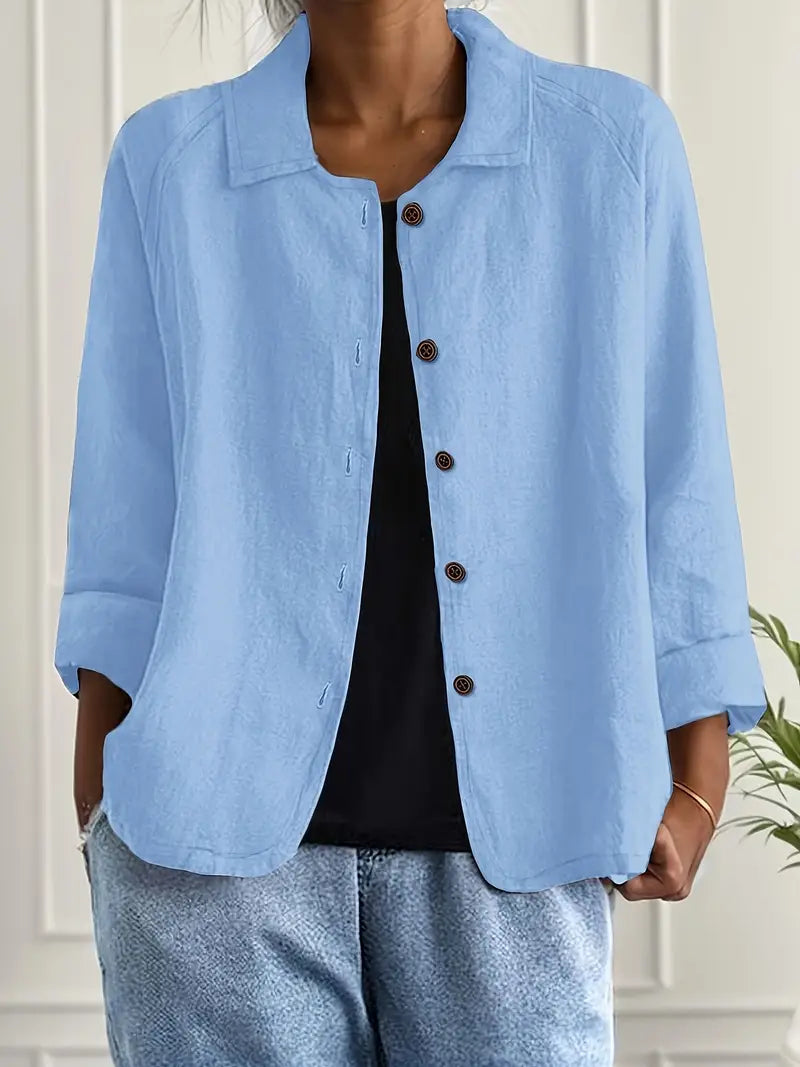 Stylish women's long sleeve shirt cardigan, ideal for spring fashion & casual wear.