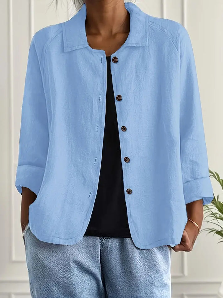 Stylish women's long sleeve shirt cardigan, ideal for spring fashion & casual wear.