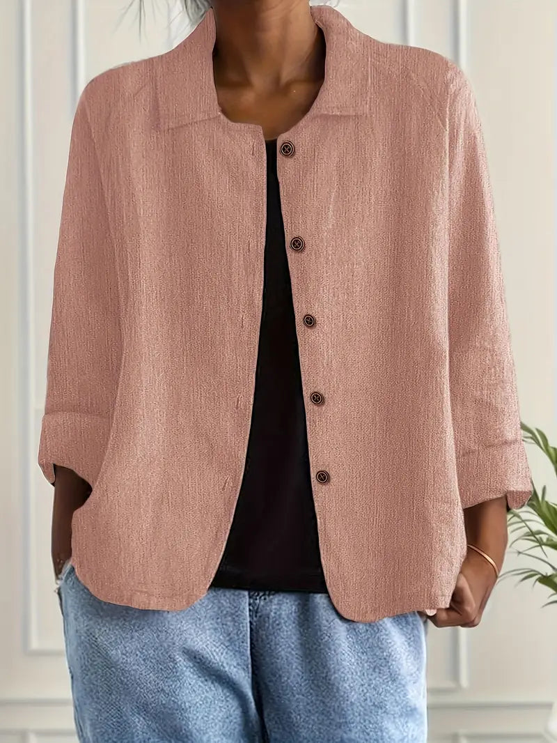 Elegant ladies' versatile shirt cardigan, a lightweight top for summer & spring comfort.