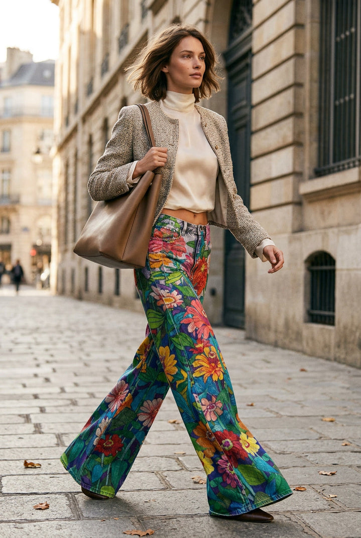 Stylish women's baggy jeans, offering a relaxed fit and wide leg for trendy summer fashion.
