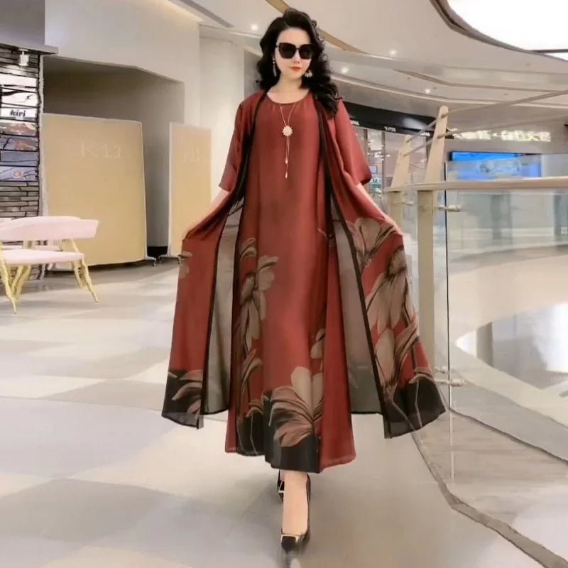 Women's long sleeve straight cut maxi dress for versatile everyday style & comfort, ideal for casual wear.