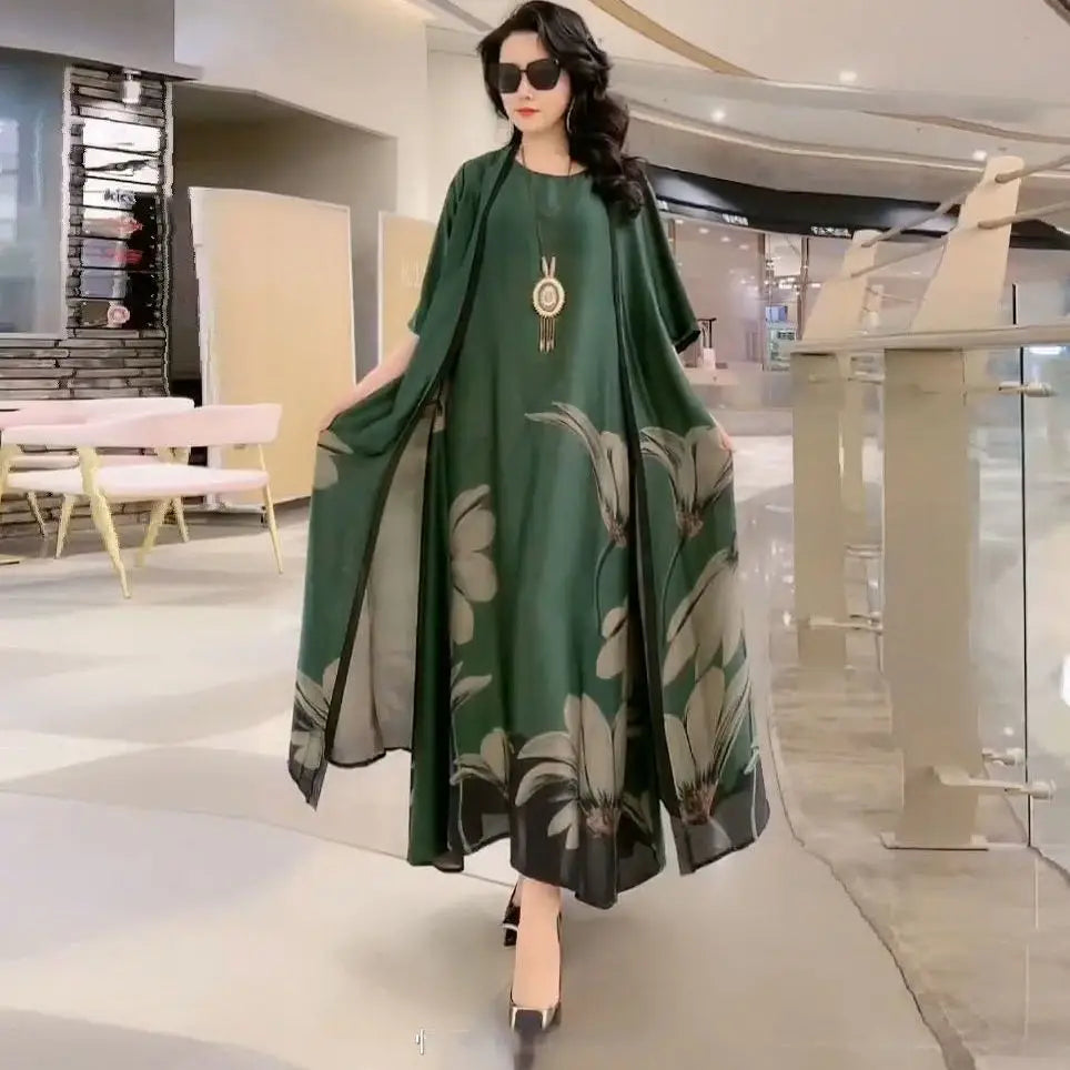 Relaxed fit women's long sleeve straight cut maxi dress, perfect for comfortable fall & spring fashion.