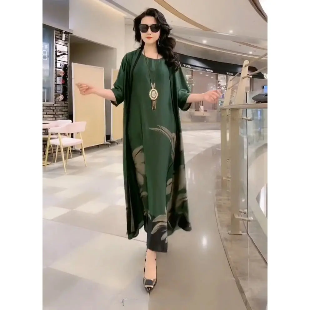 Elegant straight cut long sleeve maxi dress for women, offering a relaxed fit & effortless everyday style.