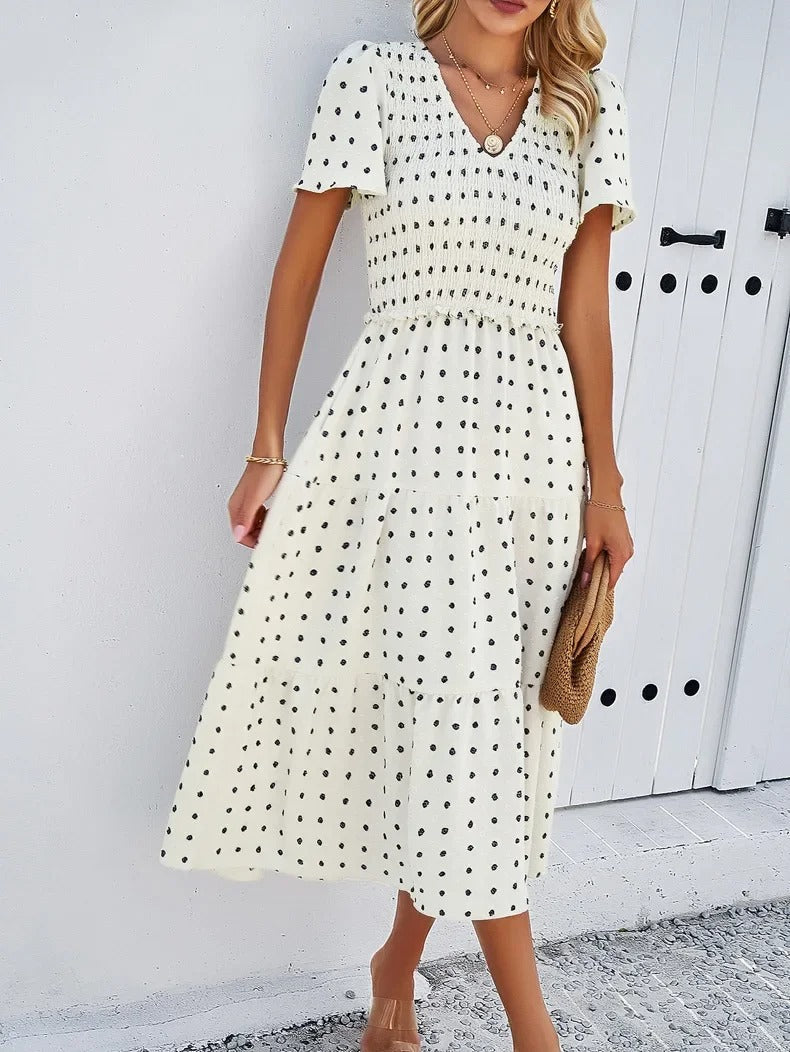 Comfortable women's midi dress, loose fit style, perfect for autumn casual & everyday wear.