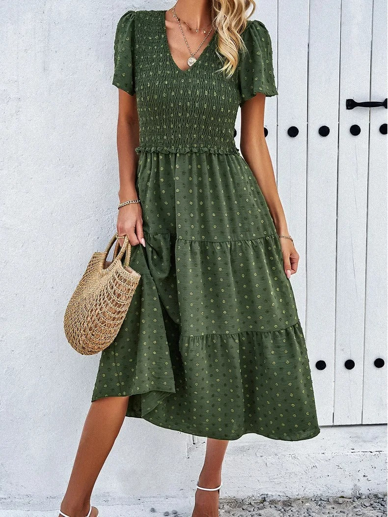 Stylish light blue loose fit dress, women's midi for fall, comfortable & casual wear.