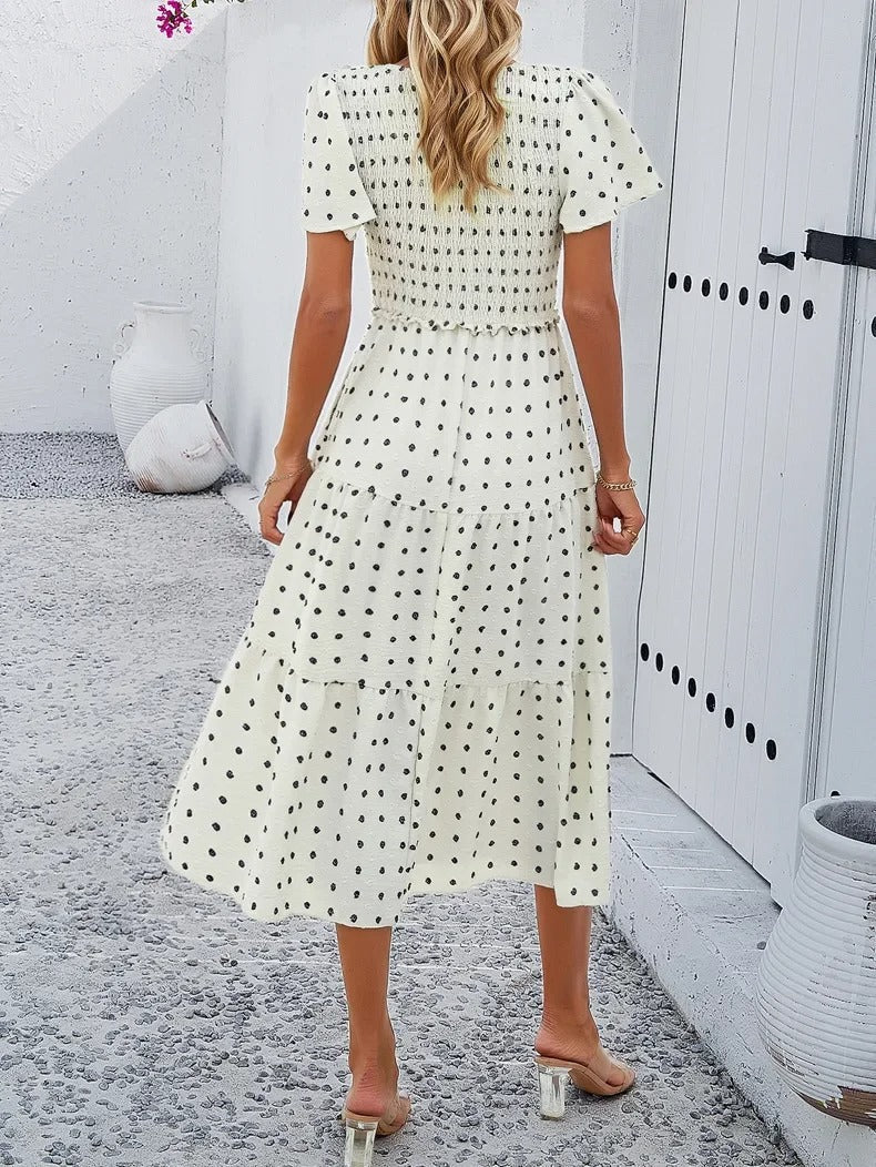 Light blue casual midi dress for women, loose fit & comfortable for autumn everyday style.