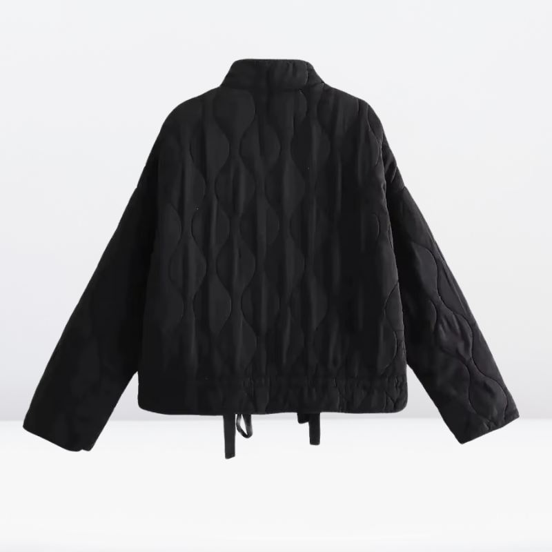 Casual women's padded jacket, featuring a drawstring waist for a flattering fit. Essential fall & winter warmth.