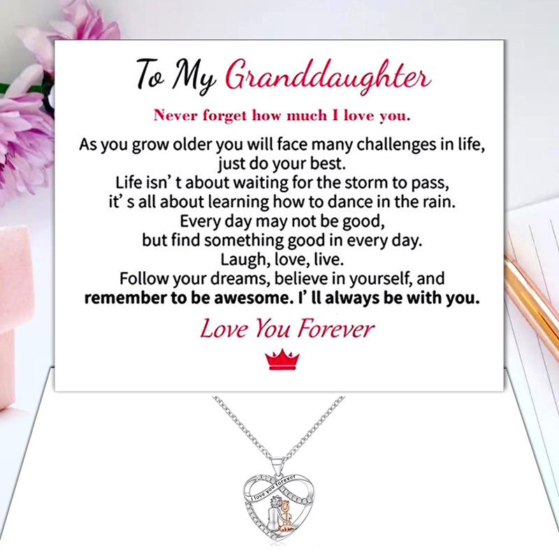 Collection of 'Love You Forever' heart necklaces, all sizes displayed, timeless love-themed fashion accessories